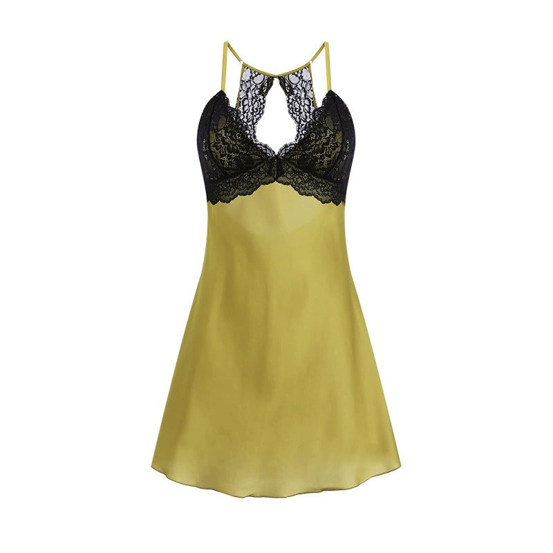 Satin Backless Lace Mini Dress