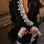 Asymmetric Lace Patchwork Blazer