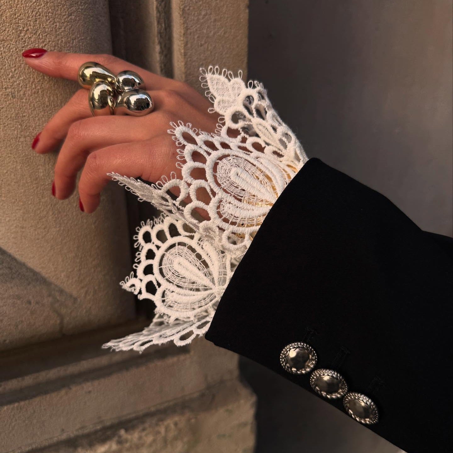 Asymmetric Lace Patchwork Blazer