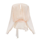 Neutral Fully Pleated Ruffled Mini Dress