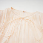 Neutral Fully Pleated Ruffled Mini Dress