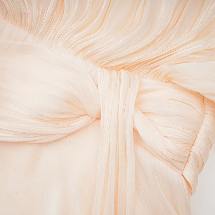 Neutral Fully Pleated Ruffled Mini Dress