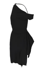 One-Shoulder Draped Crepe Mini Dress