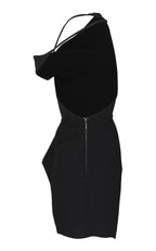 One-Shoulder Draped Crepe Mini Dress