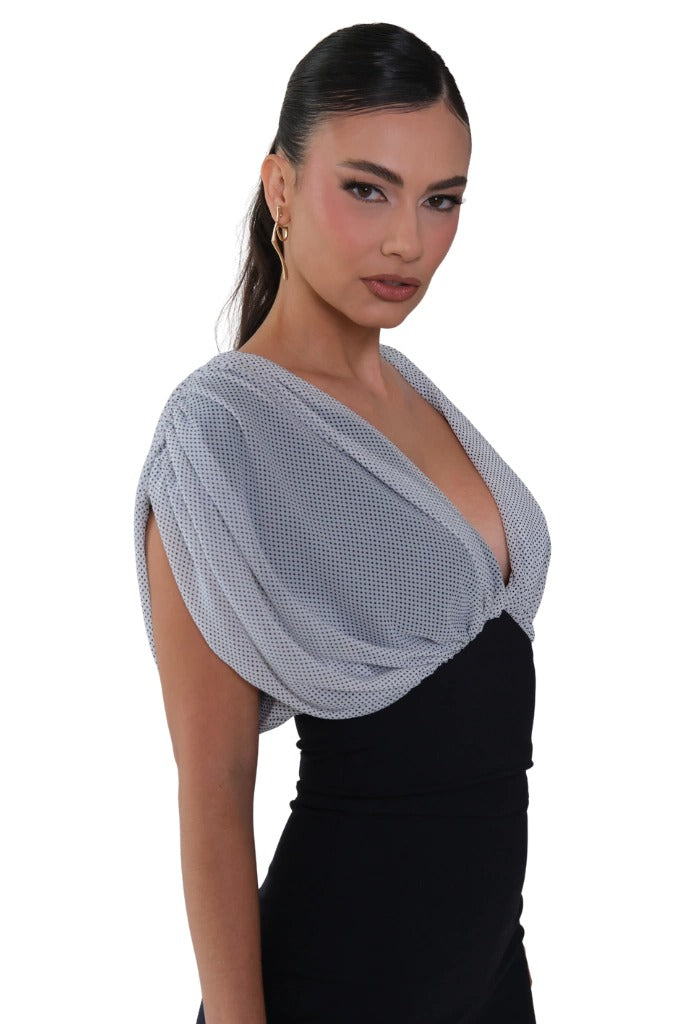 Polka Dot Blouse Midi Skirt Set