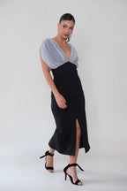 Polka Dot Blouse Midi Skirt Set