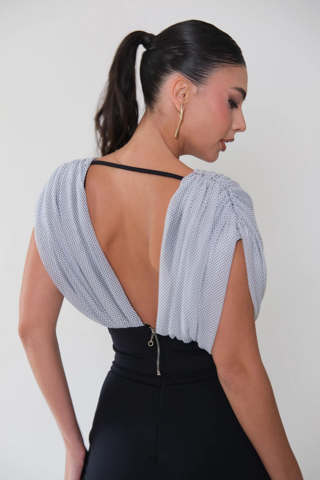 Polka Dot Blouse Midi Skirt Set