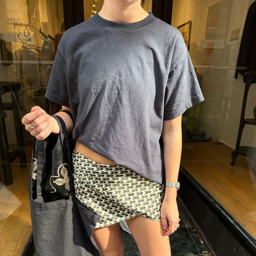 Martha Skirt in Black, Green, and White Geometric