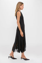 Black Mixed-Media Coco Maxi Dress