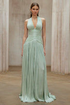 Mint Green Gathered Maxi Dress
