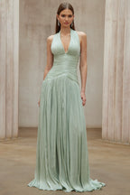 Mint Green Gathered Maxi Dress