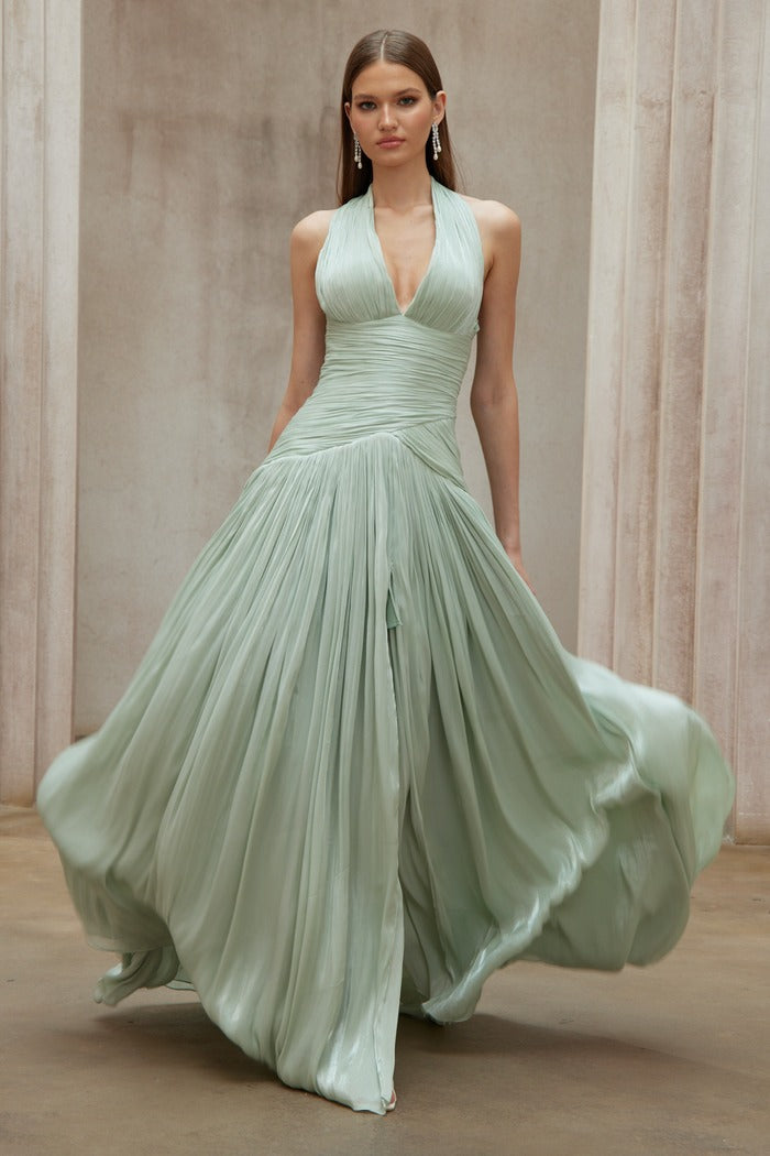 Mint Green Gathered Maxi Dress