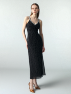 Sequin Rhinestone Beaded Slim Maxi Dress