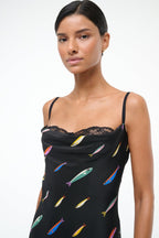 Black Fish Print Lace Mini Dress