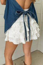 Ella Ruffle Skort - White