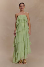 Ruffle Chiffon Maxi Dress - Pastel Lime