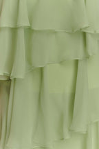 Ruffle Chiffon Maxi Dress - Pastel Lime