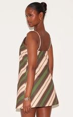 Green Striped A-line Dress