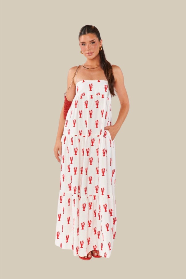 Long Weekend Lobster Print Maxi Dress