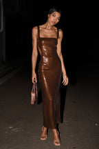 Sequin Cut Out Maxi Dress - Chocolate