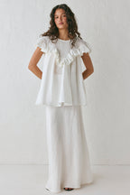 Viola Linen Tunic White Top