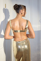 Sequin Cut Out Maxi Dress - Gold