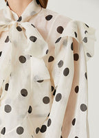 Scarf Collar Ruffle Blouse + Long Midi Skirt Set