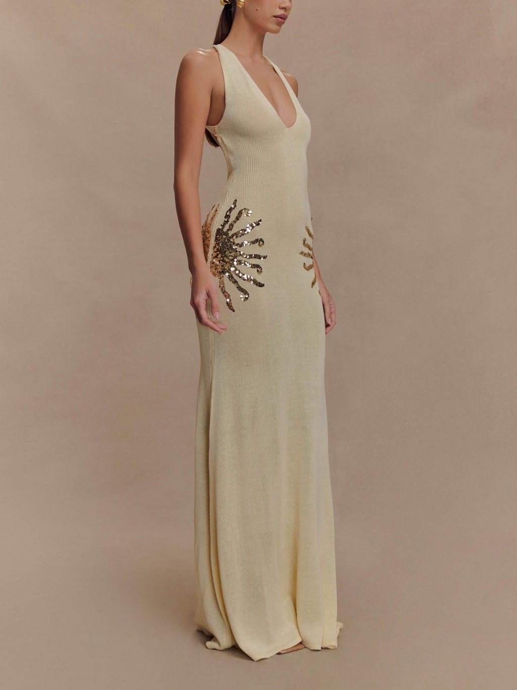 Knit Maxi Dress With Sequin - Ivory