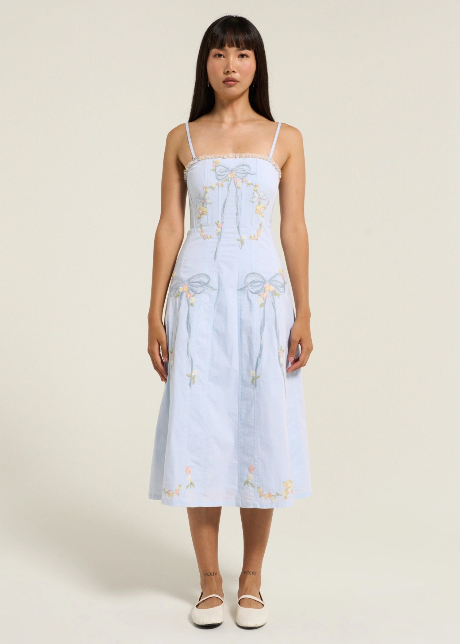 Baby Bows Patchwork Midi Dress