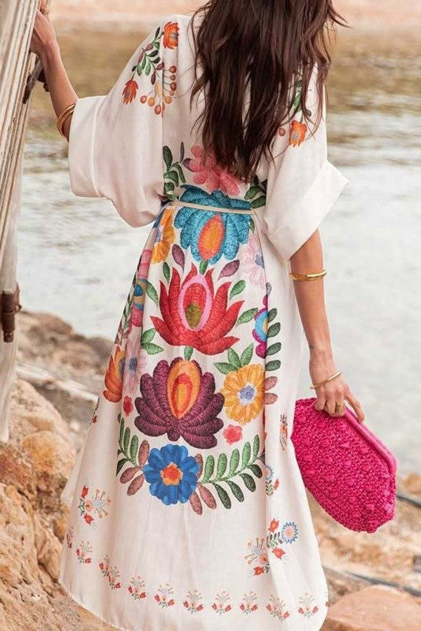 Solana Floral Print Short Sleeve Shirt Dress