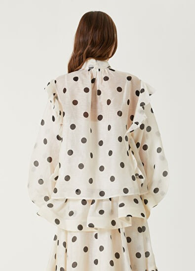 Scarf Collar Ruffle Blouse + Long Midi Skirt Set