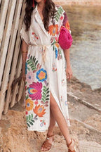 Solana Floral Print Short Sleeve Shirt Dress