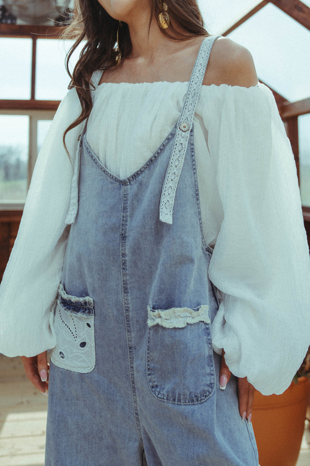 Lace Denim Overalls