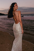 Hot Fix Maxi Dress With Mesh Back - Nude