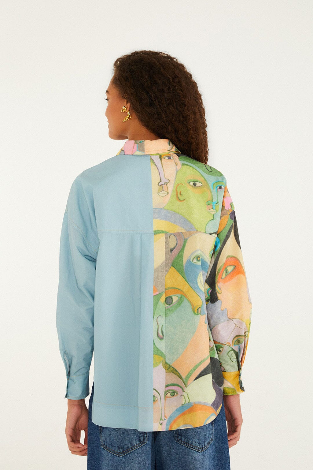 Crowded Series Drawing Organic Cotton Long Sleeve Shirt