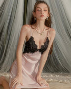 Satin Backless Lace Mini Dress