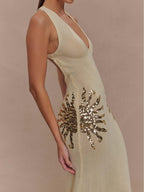 Knit Maxi Dress With Sequin - Ivory