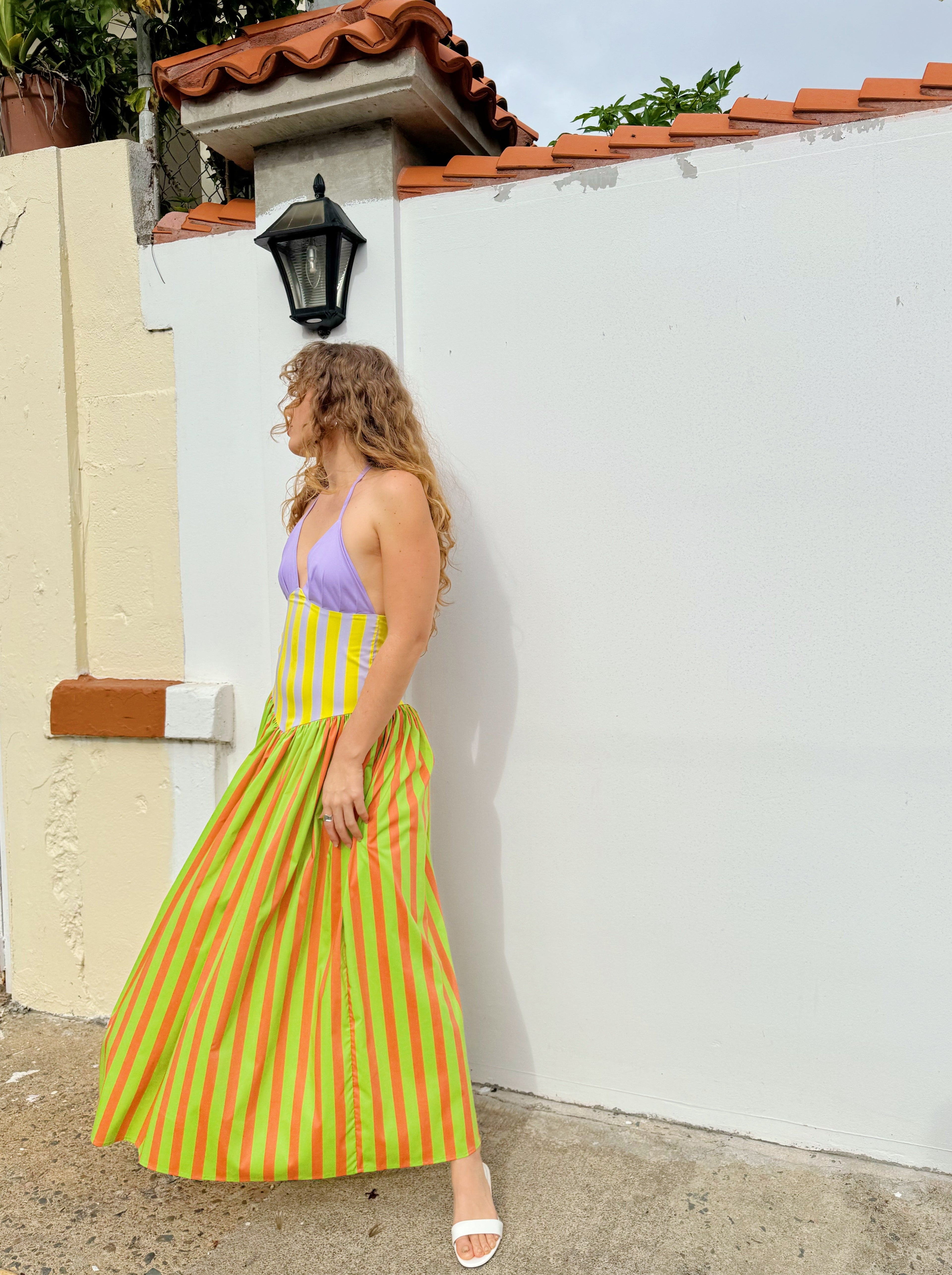 Multicolor Striped Slip Dress