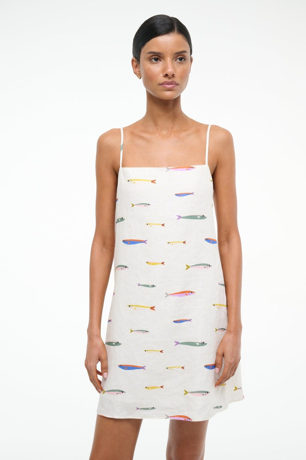 Fish Print Linen Mini Dress