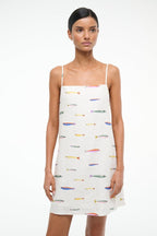 Fish Print Linen Mini Dress