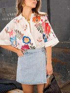 Carla Floral Print Short-Sleeved Shirt