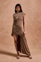 Ravenna Mini Dress in Taupe