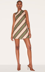 Green Striped A-line Dress