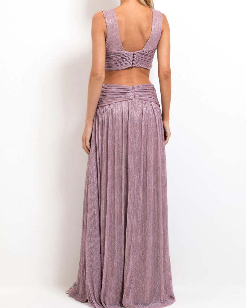 Lurex Plunge Maxi Dress