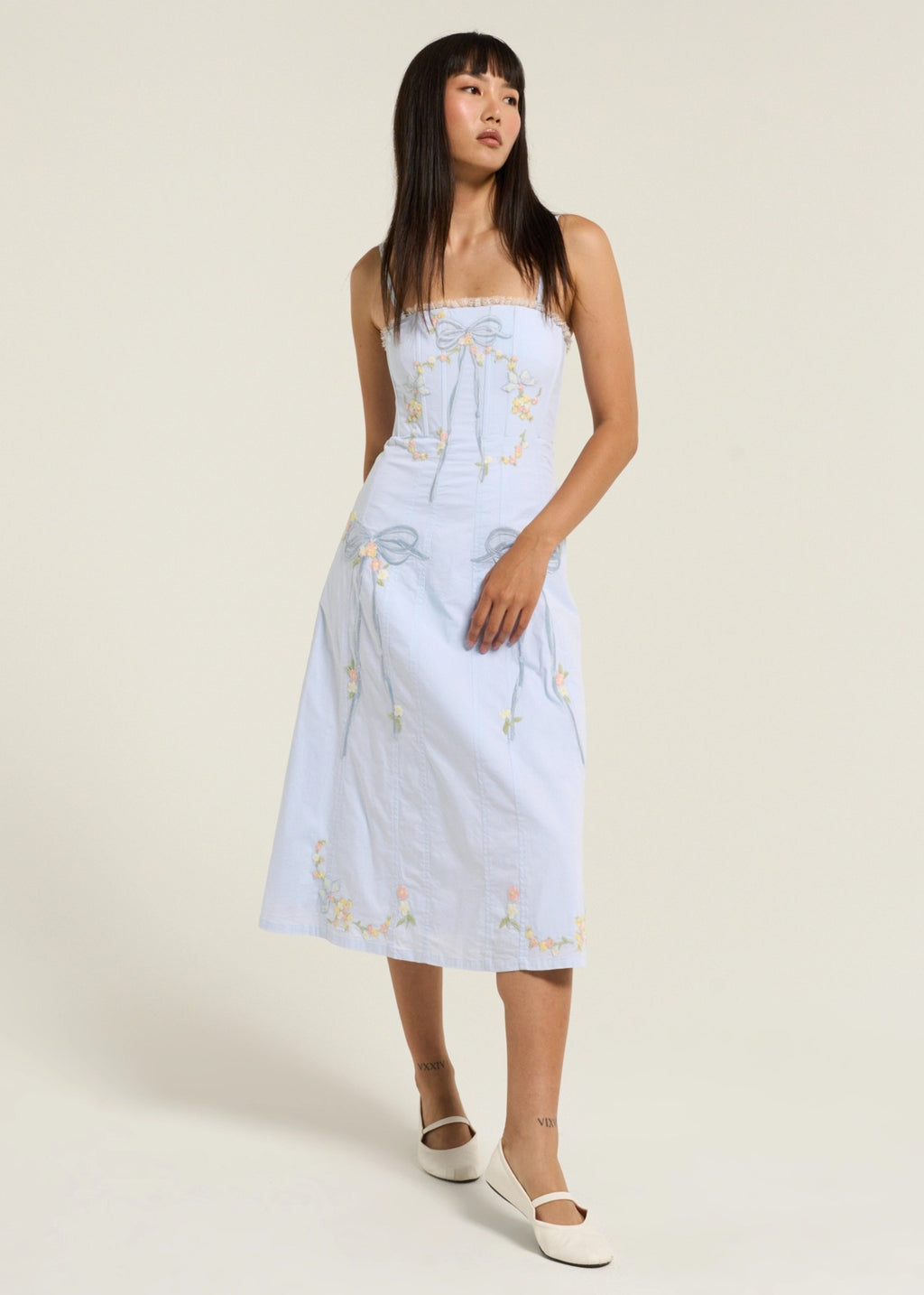 Baby Bows Patchwork Midi Dress