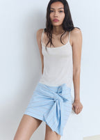 Striped Cotton Skirt with Bow Detail