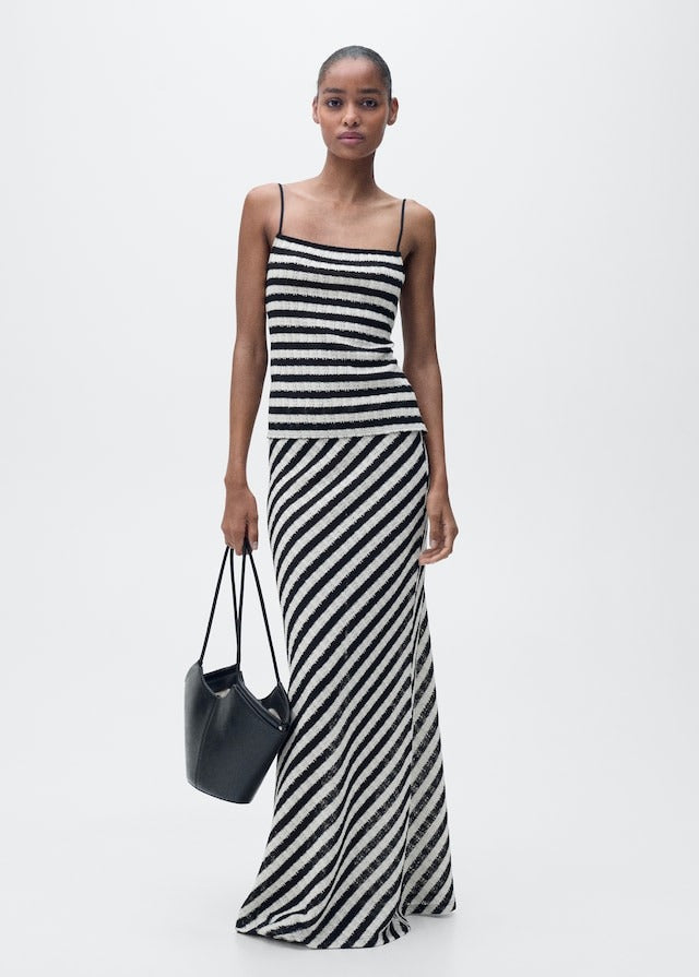 Striped Knitted Fitted Set