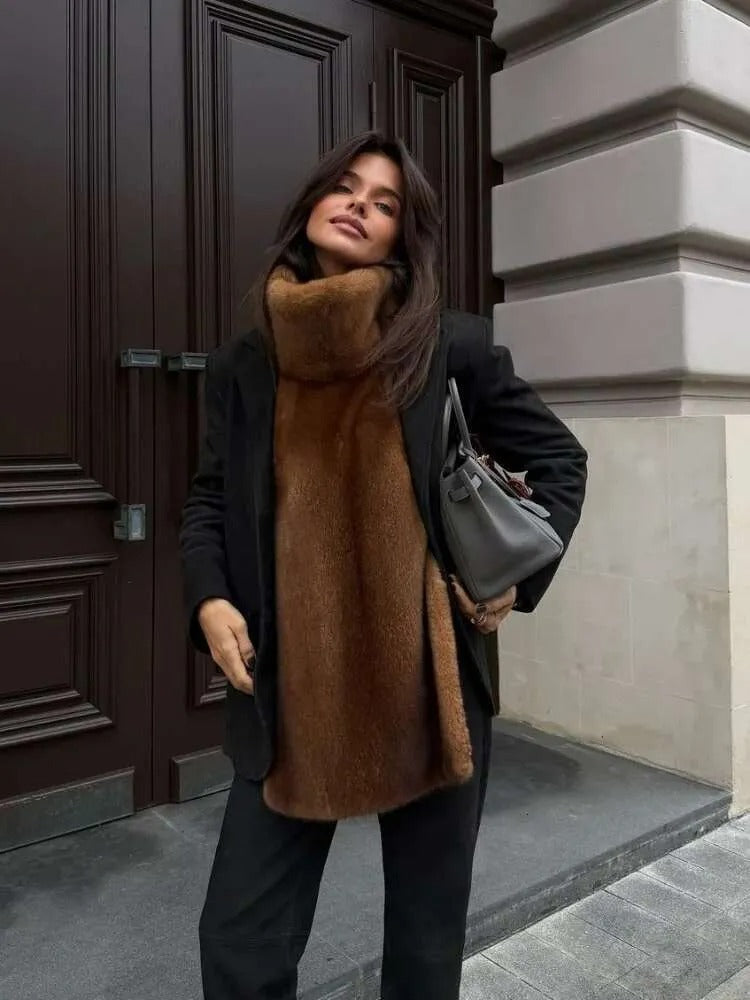 Turtleneck Furry Fur Sleeveless Waistcoats