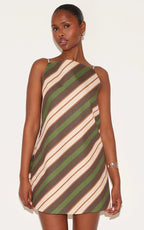 Green Striped A-line Dress