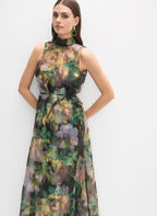 Abstract Floral Organza Dress